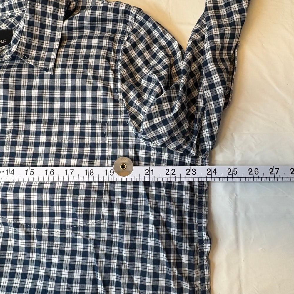 Banana Republic Soft Wash Navy Blue Gingham Check Cotton Button Down Shirt XL - Picture 5 of 10
